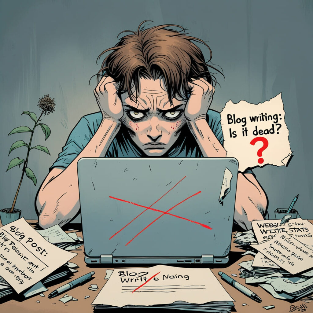 Blog Writing Is It Dead AI image generated by Leonardo ai